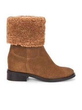 NWT Dolce Vita Jesus H2O Brown Suede Ankle Boots with Shearling Lining US 7